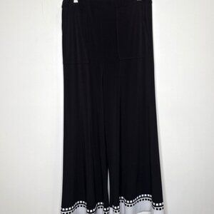 Palazzo Pull On Pants M Black Trouser Liquid Wide Traveler Pocket